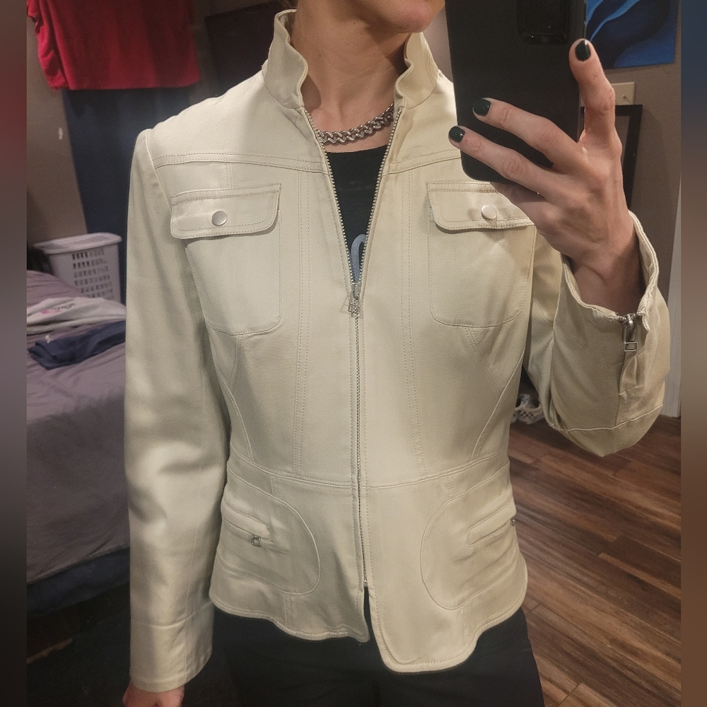 Reba Khaki Lightweight Zip Jacket